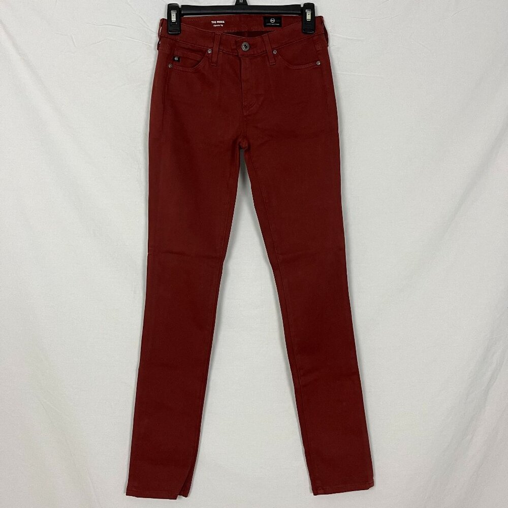 NWOT AG Adriano Goldschmied Red Orange Prima Cigarette Leg Jeans Size 24R